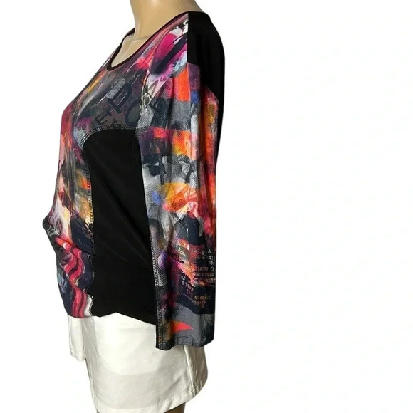 Colorblock,Artsy sweater,colorful top, 🇨🇦Y2K,vtg, Black, , flattering, - Picture 7 of 10